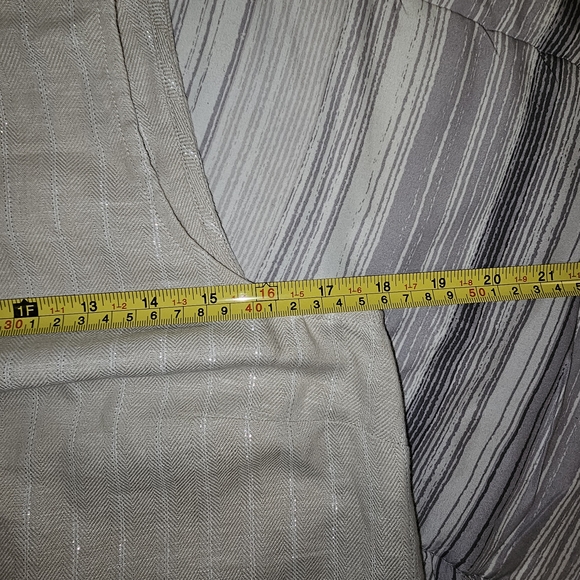 LOFT Linen Blend Sleeveless Shift Dress Size 4 Beige Shimmer Stripe A-Line - Picture 12 of 12